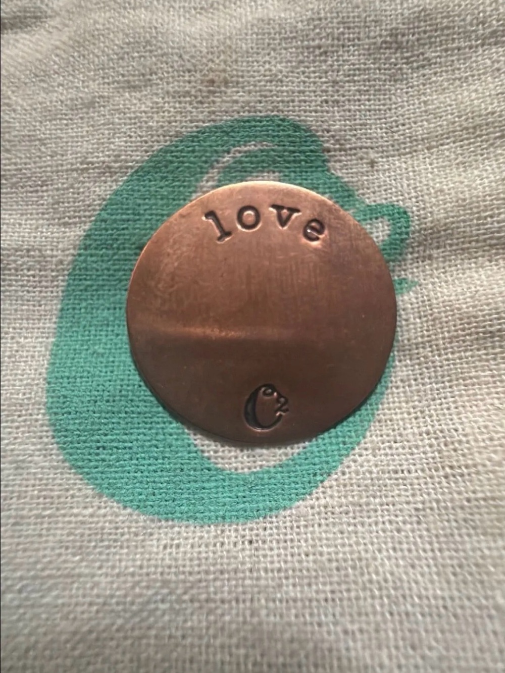 Origami Owl Stamped 'love' Copper colored plate for large locket